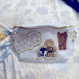 Blue embellished fanny with star wars patches